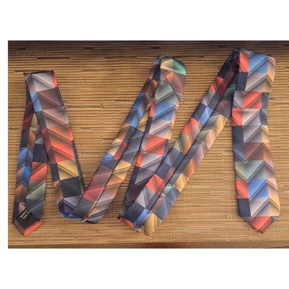 Mens Plaid Zig Zag Satin Neck Tie - Picture 5 of 6